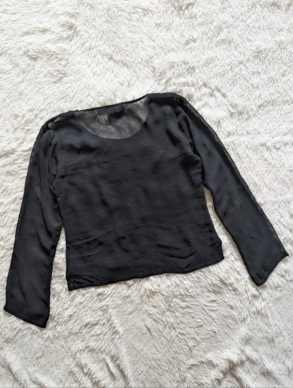 90s Morbid Threads Spiderweb Embroidery Sheer Vintage Hot Topic Black Top Large - Picture 8 of 12